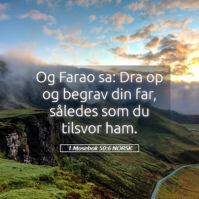 Picture 05 - 1 Mosebok 50:6 NORSK - Og Farao sa: Dra op og begrav din far, således - Bible Verse Picture
