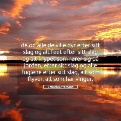 Picture 05 - 1 Mosebok 7:14 NORSK - de og alle de ville dyr efter sitt slag og alt - Bible Verse Picture