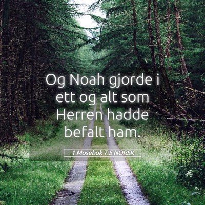 Picture 05 - 1 Mosebok 7:5 NORSK - Og Noah gjorde i ett og alt som Herren hadde - Bible Verse Picture