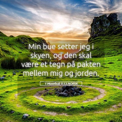 Picture 05 - 1 Mosebok 9:13 NORSK - Min bue setter jeg i skyen, og den skal være et - Bible Verse Picture