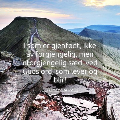 Picture 05 - 1 Peter 1:23 NORSK - I som er gjenfødt, ikke av forgjengelig, men - Bible Verse Picture
