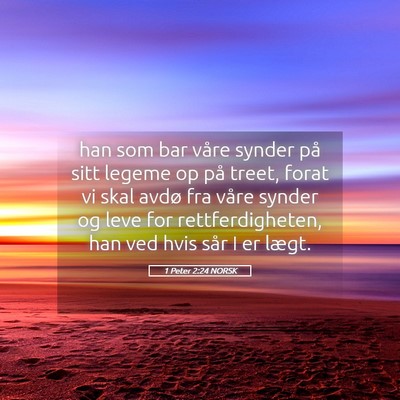 Picture 05 - 1 Peter 2:24 NORSK - han som bar våre synder på sitt legeme op på - Bible Verse Picture