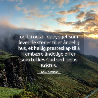 Picture 05 - 1 Peter 2:5 NORSK - og bli også I opbygget som levende stener til et - Bible Verse Picture