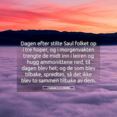 Picture 05 - 1 Samuel 11:11 NORSK - Dagen efter stilte Saul folket op i tre hoper, og - Bible Verse Picture