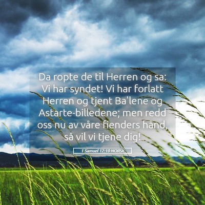 Picture 05 - 1 Samuel 12:10 NORSK - Da ropte de til Herren og sa: Vi har syndet! Vi - Bible Verse Picture