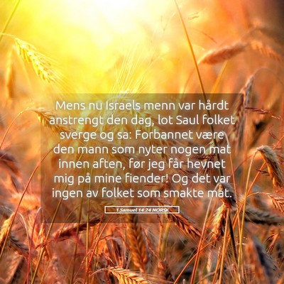 Picture 05 - 1 Samuel 14:24 NORSK - Mens nu Israels menn var hårdt anstrengt den - Bible Verse Picture