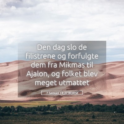 Picture 05 - 1 Samuel 14:31 NORSK - Den dag slo de filistrene og forfulgte dem fra - Bible Verse Picture