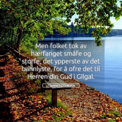 Picture 05 - 1 Samuel 15:21 NORSK - Men folket tok av hærfanget småfe og storfe, - Bible Verse Picture
