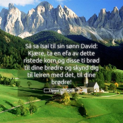 Picture 05 - 1 Samuel 17:17 NORSK - Så sa Isai til sin sønn David: Kjære, ta en - Bible Verse Picture