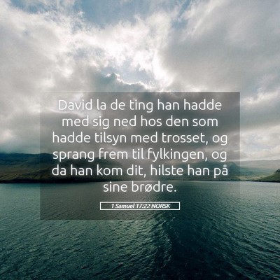 Picture 05 - 1 Samuel 17:22 NORSK - David la de ting han hadde med sig ned hos den - Bible Verse Picture