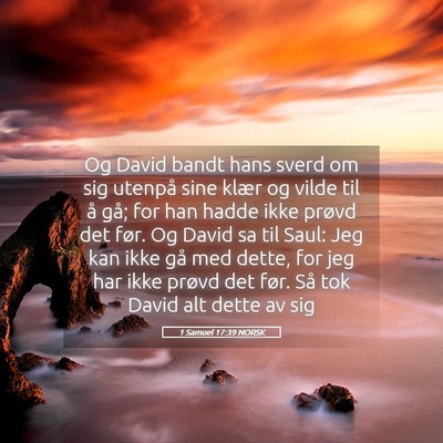 Picture 05 - 1 Samuel 17:39 NORSK - Og David bandt hans sverd om sig utenpå sine - Bible Verse Picture