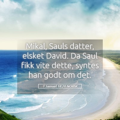 Picture 05 - 1 Samuel 18:20 NORSK - Mikal, Sauls datter, elsket David. Da Saul fikk - Bible Verse Picture