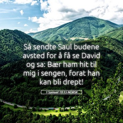Picture 05 - 1 Samuel 19:15 NORSK - Så sendte Saul budene avsted for å få se David - Bible Verse Picture