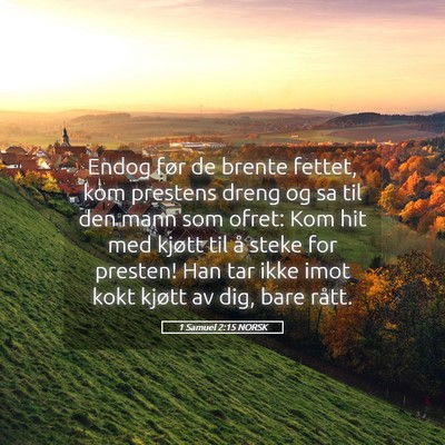 Picture 05 - 1 Samuel 2:15 NORSK - Endog før de brente fettet, kom prestens dreng - Bible Verse Picture