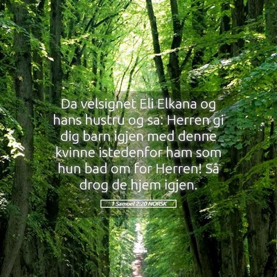 Picture 05 - 1 Samuel 2:20 NORSK - Da velsignet Eli Elkana og hans hustru og sa: - Bible Verse Picture
