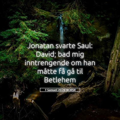 Picture 05 - 1 Samuel 20:28 NORSK - Jonatan svarte Saul: David; bad mig inntrengende - Bible Verse Picture