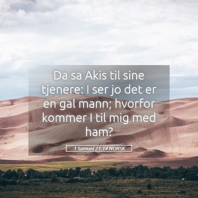 Picture 05 - 1 Samuel 21:14 NORSK - Da sa Akis til sine tjenere: I ser jo det er en - Bible Verse Picture