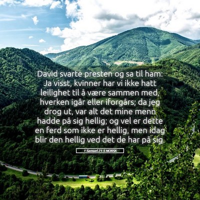 Picture 05 - 1 Samuel 21:5 NORSK - David svarte presten og sa til ham: Ja visst, - Bible Verse Picture