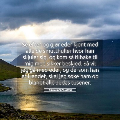Picture 05 - 1 Samuel 23:23 NORSK - Se efter og gjør eder kjent med alle de - Bible Verse Picture