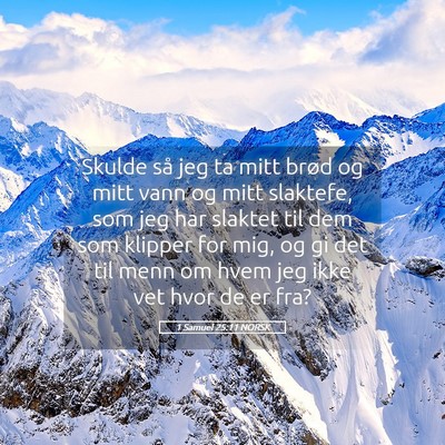 Picture 05 - 1 Samuel 25:11 NORSK - Skulde så jeg ta mitt brød og mitt vann og mitt - Bible Verse Picture