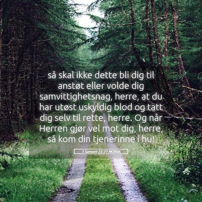 Picture 05 - 1 Samuel 25:31 NORSK - så skal ikke dette bli dig til anstøt eller - Bible Verse Picture