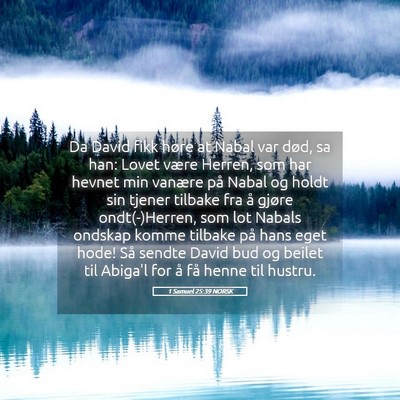 Picture 05 - 1 Samuel 25:39 NORSK - Da David fikk høre at Nabal var død, sa han: - Bible Verse Picture