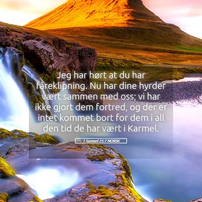 Picture 05 - 1 Samuel 25:7 NORSK - Jeg har hørt at du har fåreklipning. Nu har - Bible Verse Picture