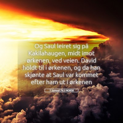 Picture 05 - 1 Samuel 26:3 NORSK - Og Saul leiret sig på Kakilahaugen, midt imot - Bible Verse Picture