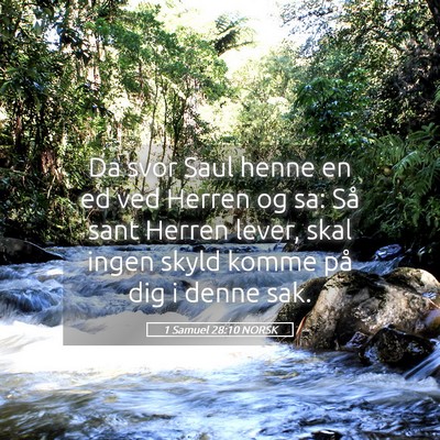 Picture 05 - 1 Samuel 28:10 NORSK - Da svor Saul henne en ed ved Herren og sa: Så - Bible Verse Picture