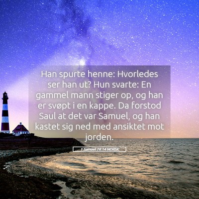 Picture 05 - 1 Samuel 28:14 NORSK - Han spurte henne: Hvorledes ser han ut? Hun - Bible Verse Picture