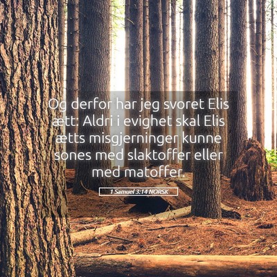 Picture 05 - 1 Samuel 3:14 NORSK - Og derfor har jeg svoret Elis ætt: Aldri i - Bible Verse Picture