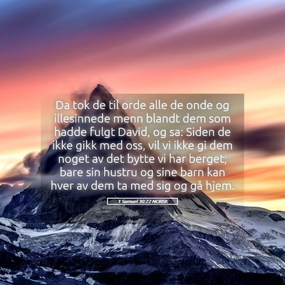 Picture 05 - 1 Samuel 30:22 NORSK - Da tok de til orde alle de onde og illesinnede - Bible Verse Picture