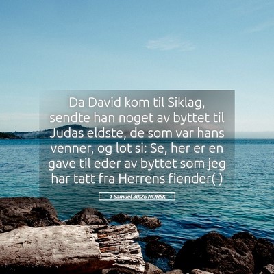 Picture 05 - 1 Samuel 30:26 NORSK - Da David kom til Siklag, sendte han noget av - Bible Verse Picture