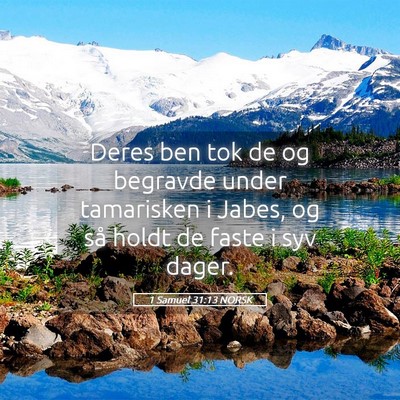 Picture 05 - 1 Samuel 31:13 NORSK - Deres ben tok de og begravde under tamarisken i - Bible Verse Picture