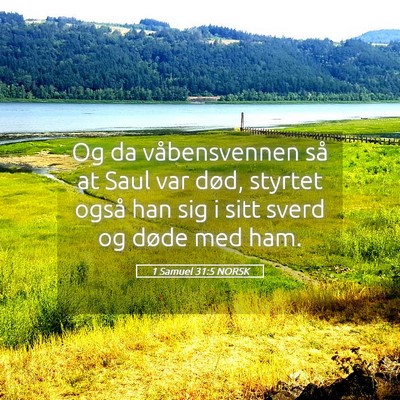 Picture 05 - 1 Samuel 31:5 NORSK - Og da våbensvennen så at Saul var død, styrtet - Bible Verse Picture