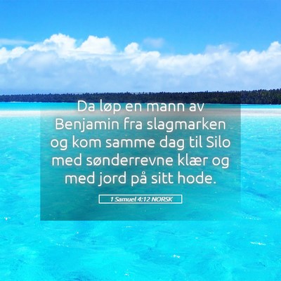Picture 05 - 1 Samuel 4:12 NORSK - Da løp en mann av Benjamin fra slagmarken og kom - Bible Verse Picture
