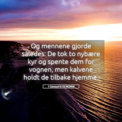 Picture 05 - 1 Samuel 6:10 NORSK - Og mennene gjorde således: De tok to nybære kyr - Bible Verse Picture