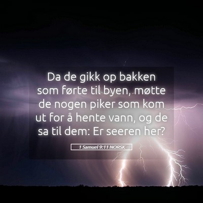 Picture 05 - 1 Samuel 9:11 NORSK - Da de gikk op bakken som førte til byen, møtte - Bible Verse Picture