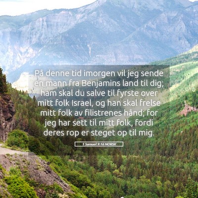 Picture 05 - 1 Samuel 9:16 NORSK - På denne tid imorgen vil jeg sende en mann fra - Bible Verse Picture