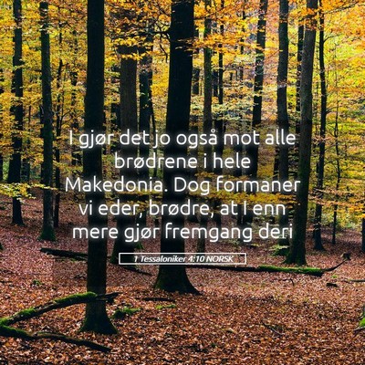 Picture 05 - 1 Tessaloniker 4:10 NORSK - I gjør det jo også mot alle brødrene i hele - Bible Verse Picture
