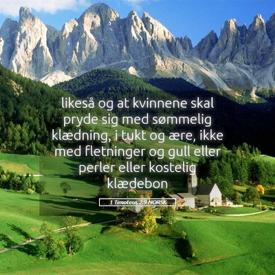 Picture 05 - 1 Timoteus 2:9 NORSK - likeså og at kvinnene skal pryde sig med - Bible Verse Picture