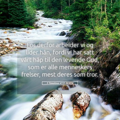 Picture 05 - 1 Timoteus 4:10 NORSK - For derfor arbeider vi og lider hån, fordi vi - Bible Verse Picture
