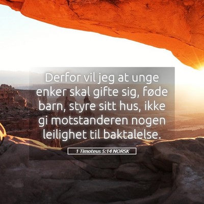 Picture 05 - 1 Timoteus 5:14 NORSK - Derfor vil jeg at unge enker skal gifte sig, - Bible Verse Picture
