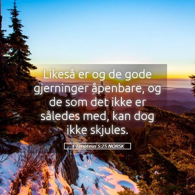 Picture 05 - 1 Timoteus 5:25 NORSK - Likeså er og de gode gjerninger åpenbare, og de - Bible Verse Picture