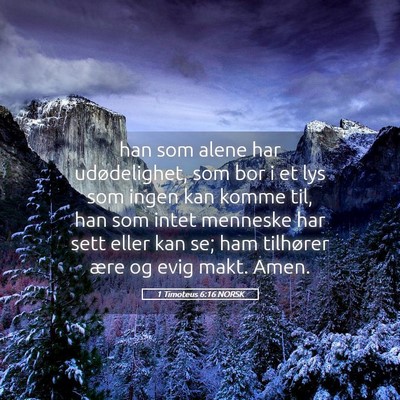 Picture 05 - 1 Timoteus 6:16 NORSK - han som alene har udødelighet, som bor i et lys - Bible Verse Picture