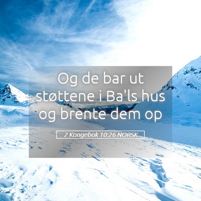 Picture 05 - 2 Kongebok 10:26 NORSK - Og de bar ut støttene i Ba'ls hus og brente dem - Bible Verse Picture