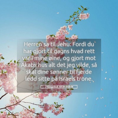 Picture 05 - 2 Kongebok 10:30 NORSK - Herren sa til Jehu: Fordi du har gjort til gagns - Bible Verse Picture