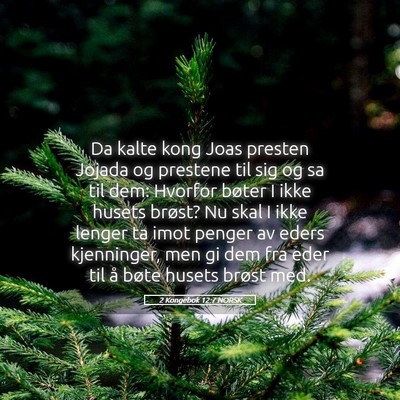 Picture 05 - 2 Kongebok 12:7 NORSK - Da kalte kong Joas presten Jojada og prestene til - Bible Verse Picture