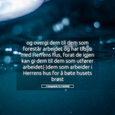 Picture 05 - 2 Kongebok 22:5 NORSK - og overgi dem til dem som forestår arbeidet og - Bible Verse Picture