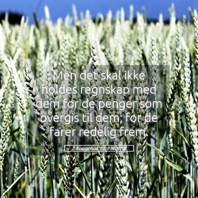 Picture 05 - 2 Kongebok 22:7 NORSK - Men det skal ikke holdes regnskap med dem for de - Bible Verse Picture